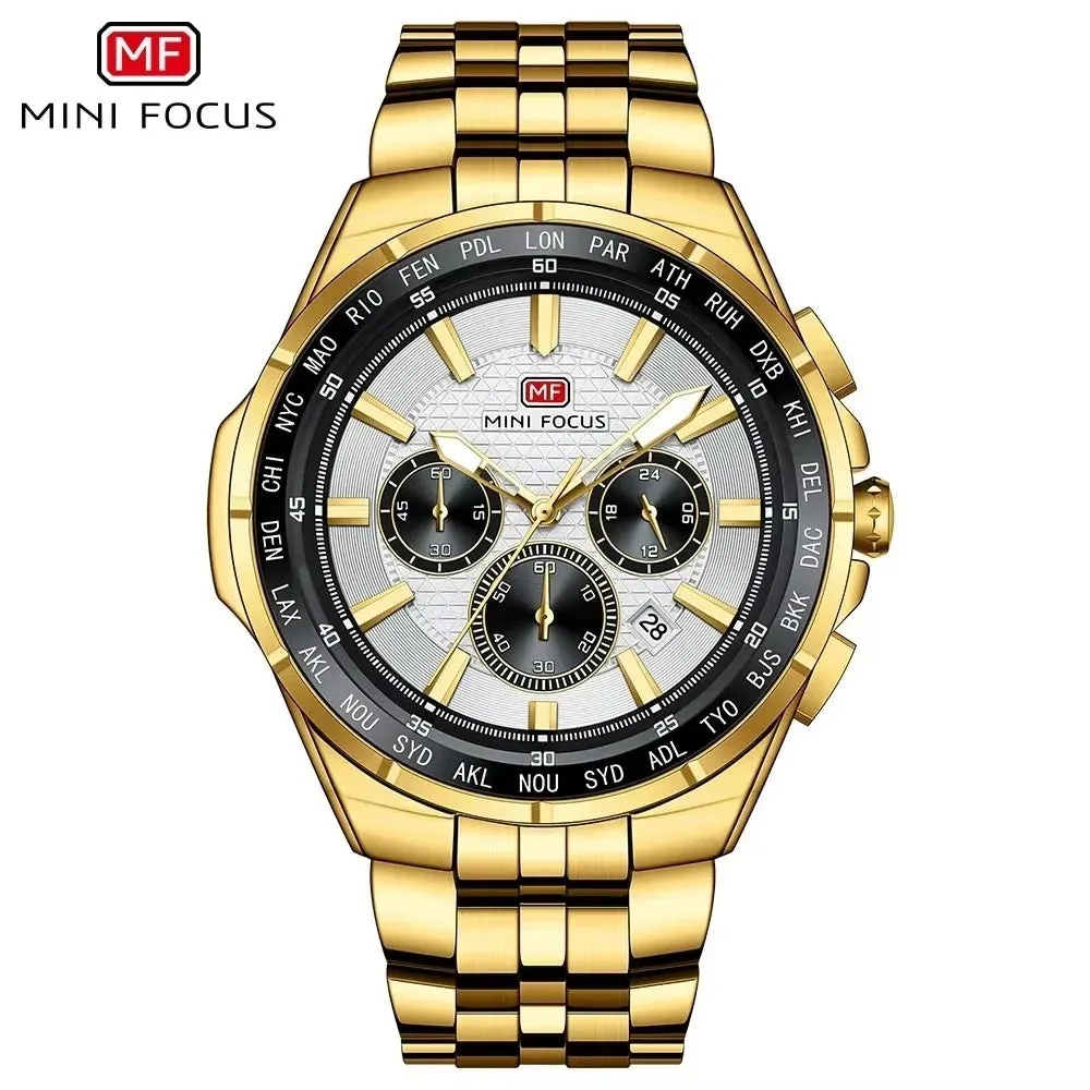 Steel Chronograph Business Watch in gold