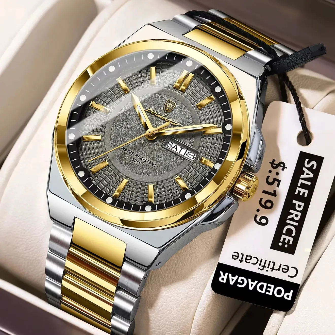 Grey Dial Steel Bracelet Watch, two-tone