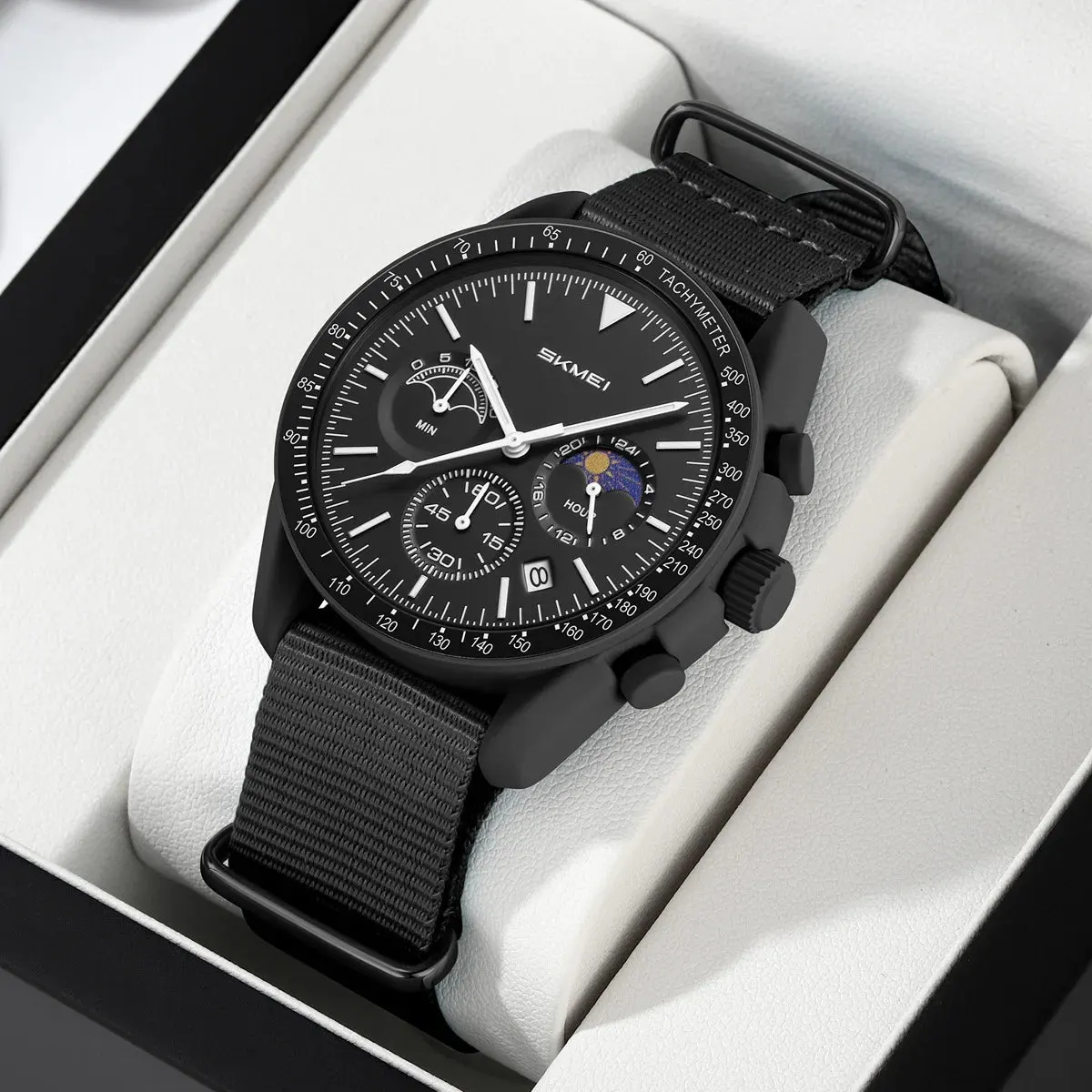 Day-Night Chronograph Watch in black