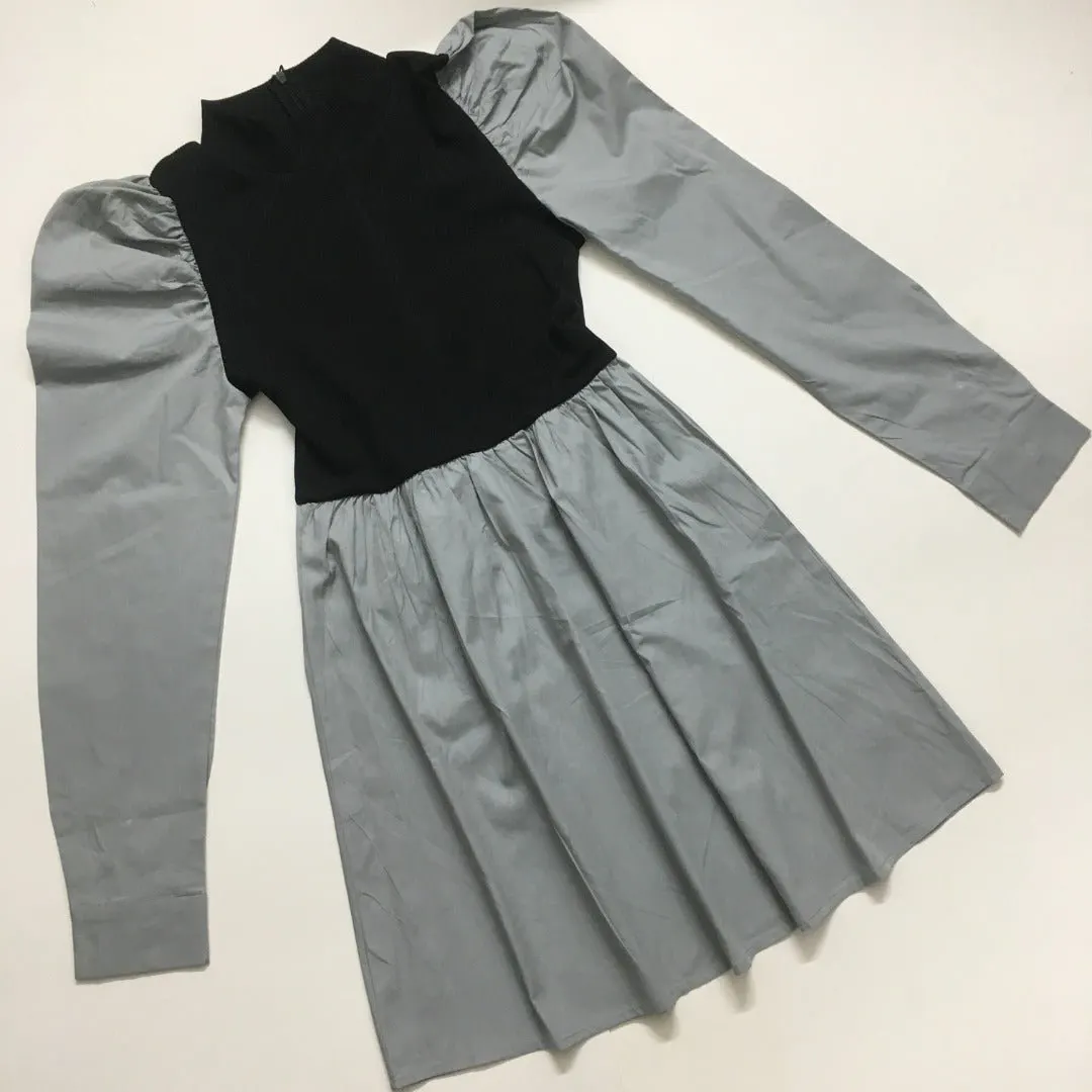 Two-Tone Mock Neck Mini dress - BlackBole